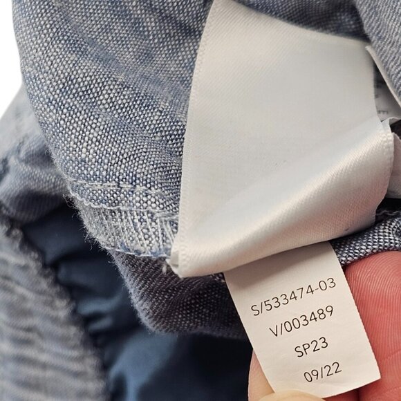 Athleta Womens Reatreat Linen Wide Leg Pant Size 2 Blue 100% Linen Slit Bottom - Picture 8 of 8